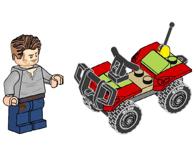 з мініфігуркою LEGO Jurassic World Owen with Quad bike полібег