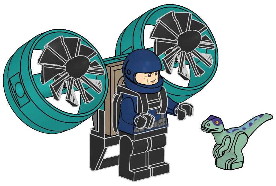 з мініфігуркою LEGO Jurassic World Ranger with Helipack and Baby Raptor полібег