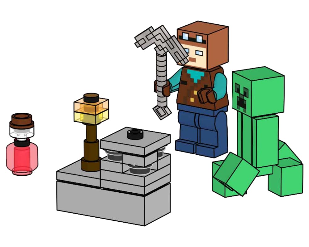 з мініфігурками LEGO Minecraft Miner and Creeper , дитячий конструктор для хлопчика