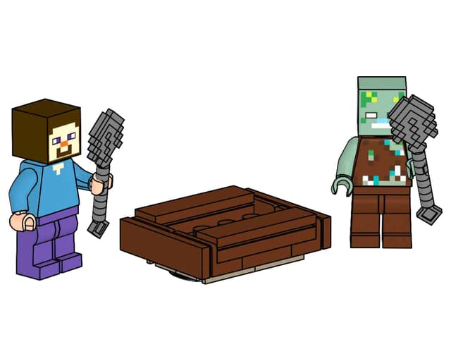 з мініфігуркою LEGO Minecraft Steve with Drowned Zombie , полібег