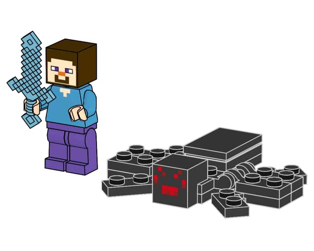 з мініфігуркою LEGO Minecraft Steve with Spider , полібег