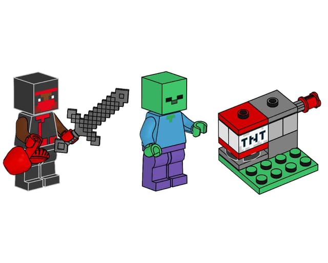 Ninja, Zombie and TNT Launcher, мініфігурка Лего Майнкрафт Ніндзя, Зомбі і TNT Launcher, 662304