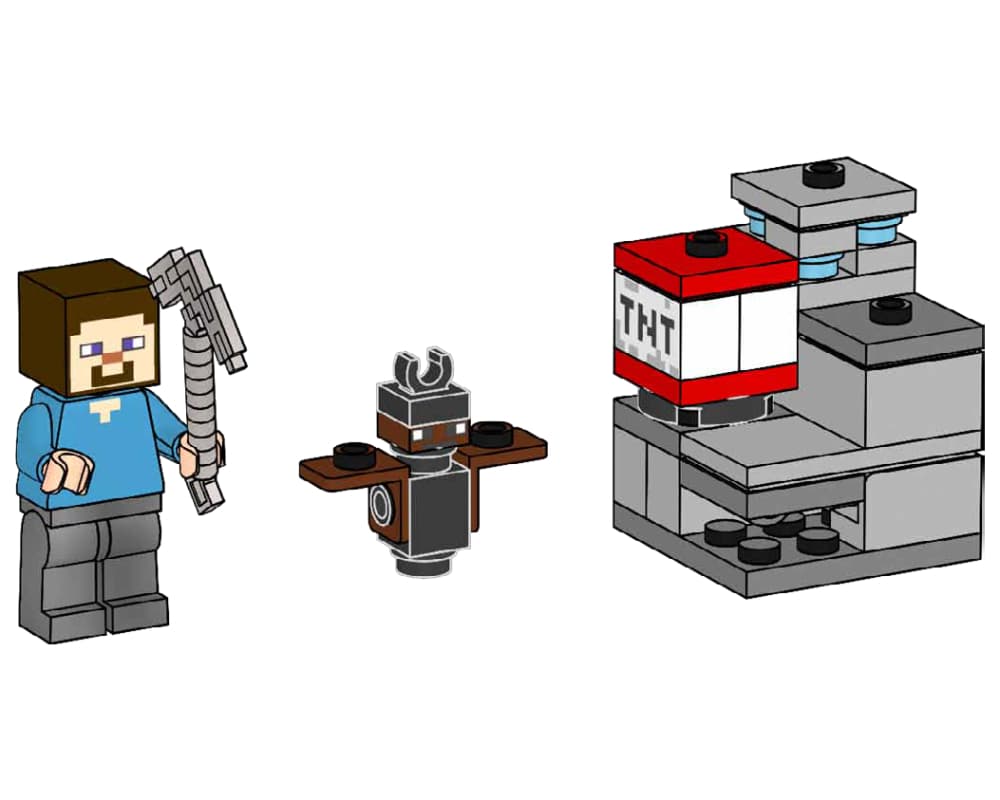 з мініфігуркою LEGO Minecraft Hero with Bat and TNT , полібег