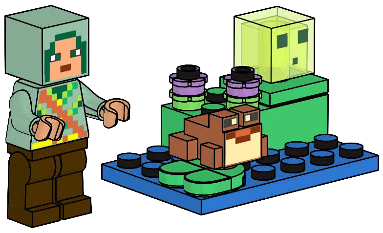 з мініфігуркою LEGO Minecraft Arbalest Knight with Frog and Slime , полібег