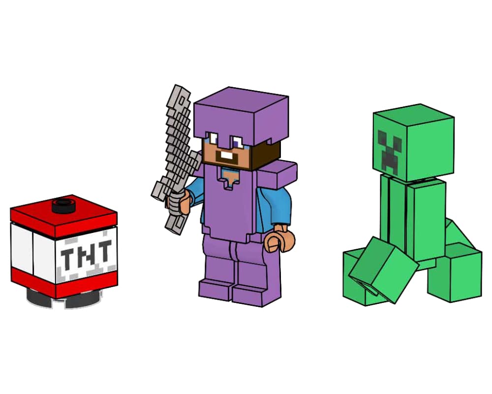 з мініфігурками LEGO Minecraft Steve with Creeper and TNT полібег
