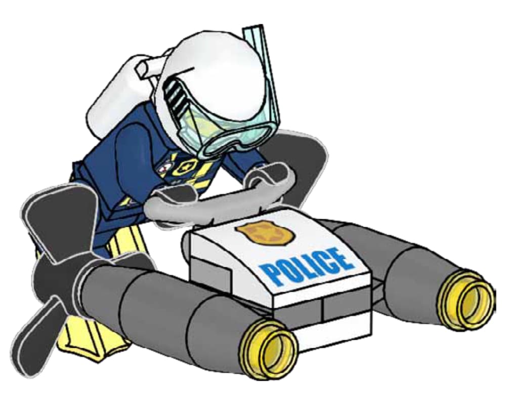 з мініфігуркою LEGO CITY Carl Confidential's Diving Scooter , полібег