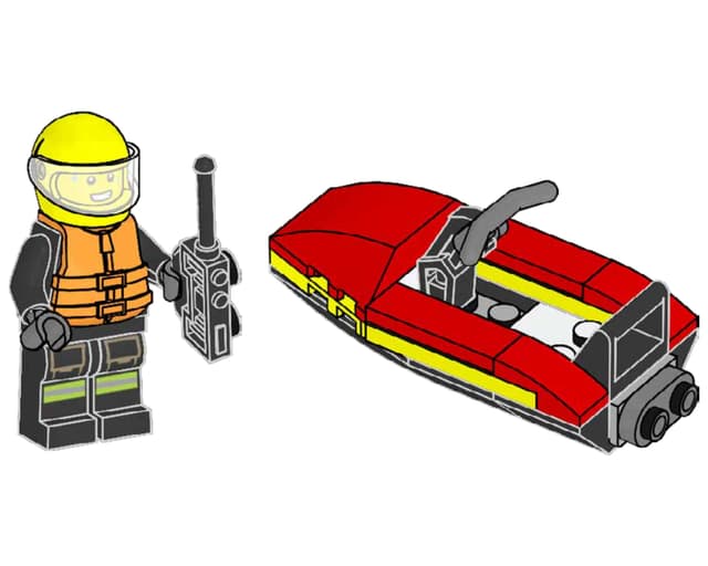 з мініфігуркою LEGO CITY Fireman with Water Scooter , полібег