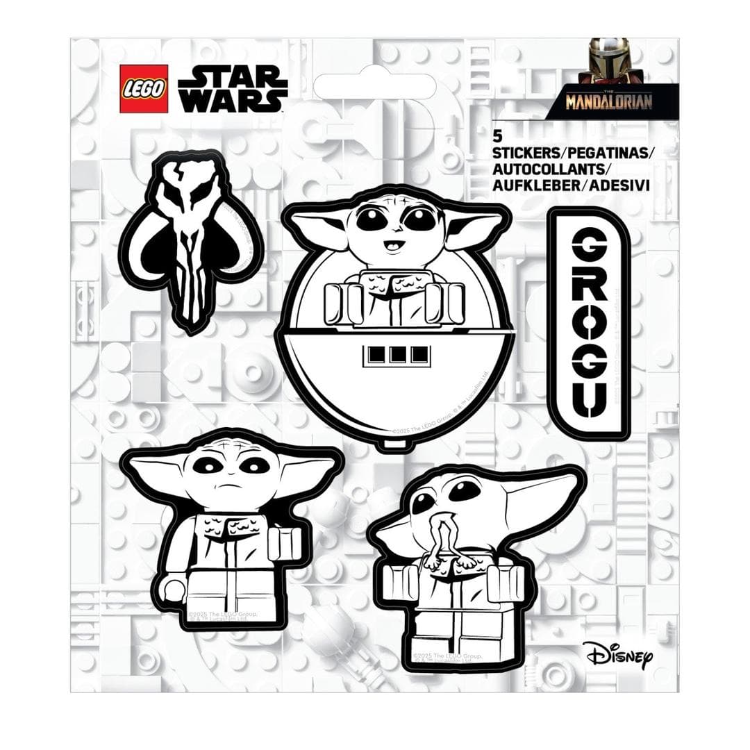 Star Wars The Mandalorian Grogu Black and White Stickers