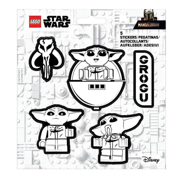 Star Wars The Mandalorian Grogu Black and White Stickers