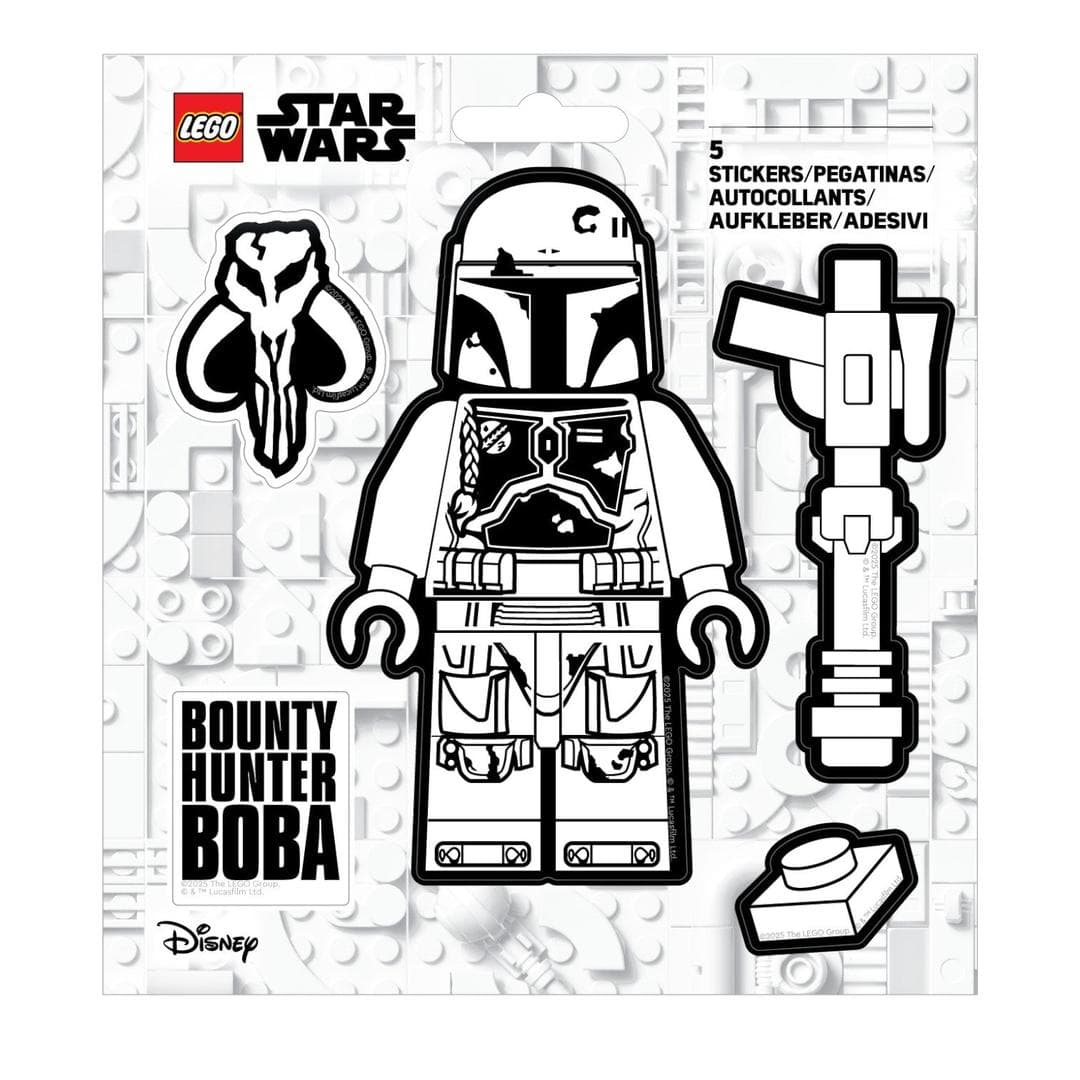 Star Wars The Mandalorian Boba Fett Black and White Stickers