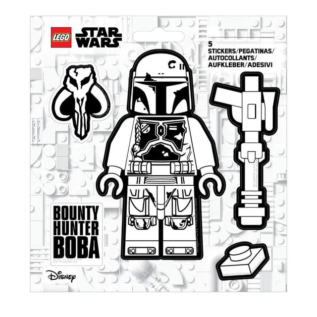 Star Wars The Mandalorian Boba Fett Black and White Stickers