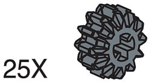 12-Tooth Black Double Conical Wheels (Pack of 25)