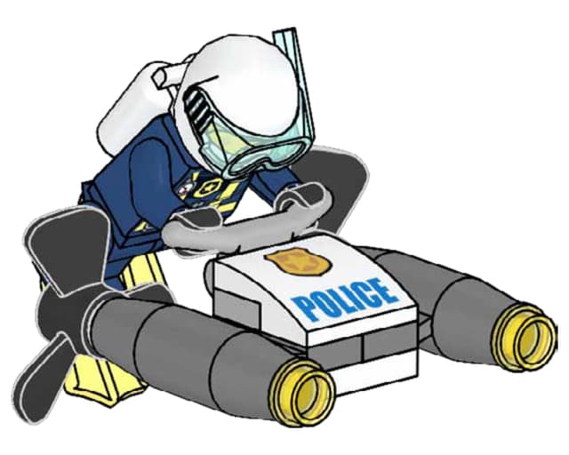 з мініфігуркою LEGO CITY Carl Confidential's Diving Scooter , полібег